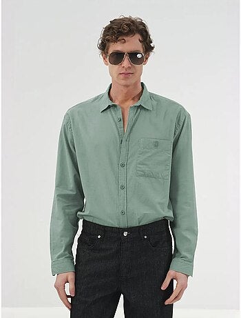 Camisa de mangas compridas em popelina de algodão giesto