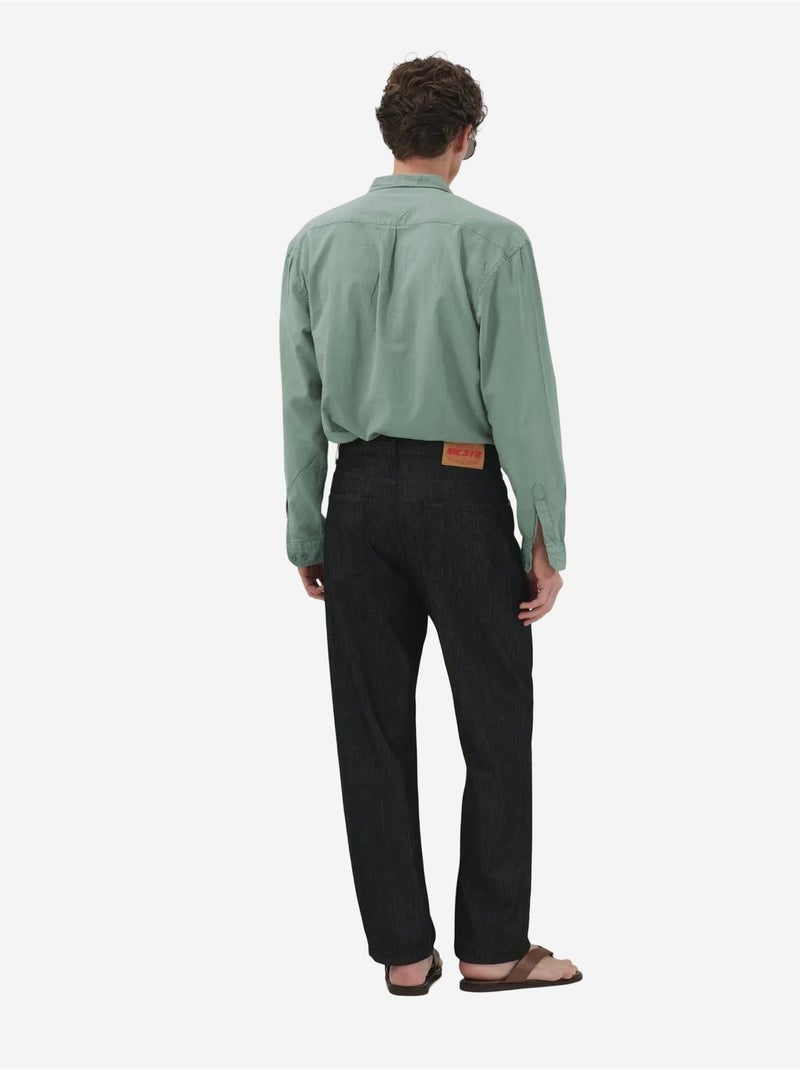 Camisa de mangas compridas em popelina de algodão giesto Verde pastel - Kiabi