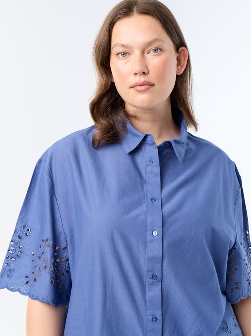 Camisa de mangas curtas com bordado vazado - Kiabi