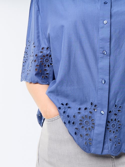 Camisa de mangas curtas com bordado vazado - Kiabi