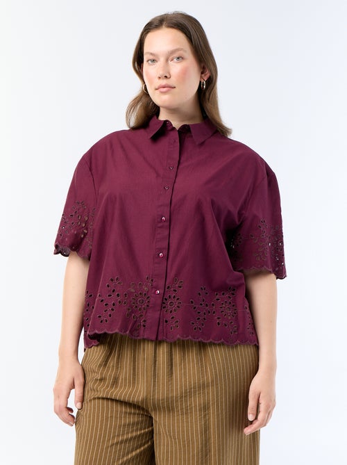 Camisa de mangas curtas com bordado vazado - Kiabi Camisa de mangas curtas com bordado vazado - Kiabi