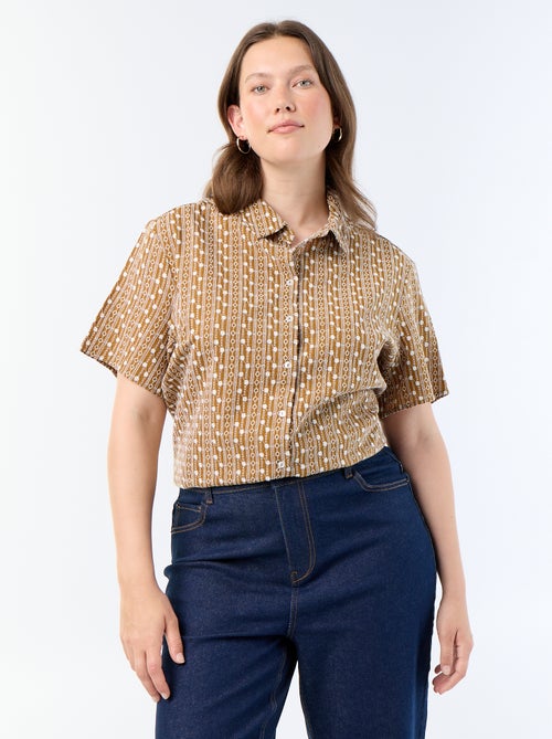 Camisa de mangas curtas com estampado bordado - Kiabi