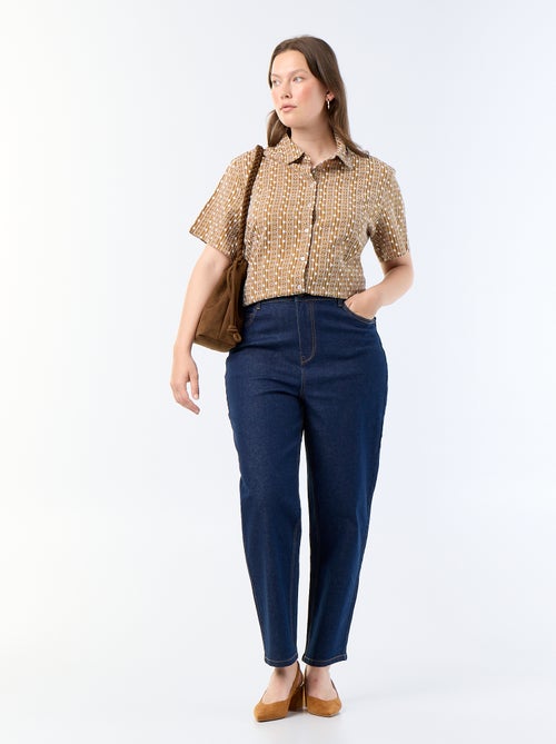 Camisa de mangas curtas com estampado bordado - Kiabi
