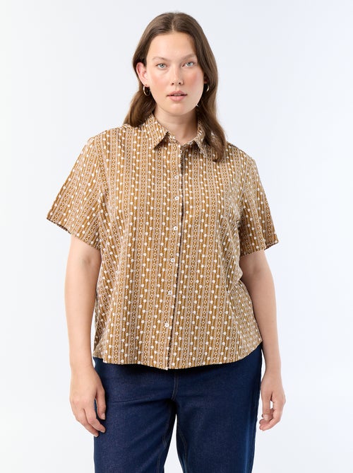Camisa de mangas curtas com estampado bordado - Kiabi