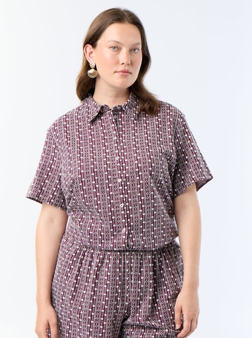 Camisa de mangas curtas com estampado bordado - Kiabi