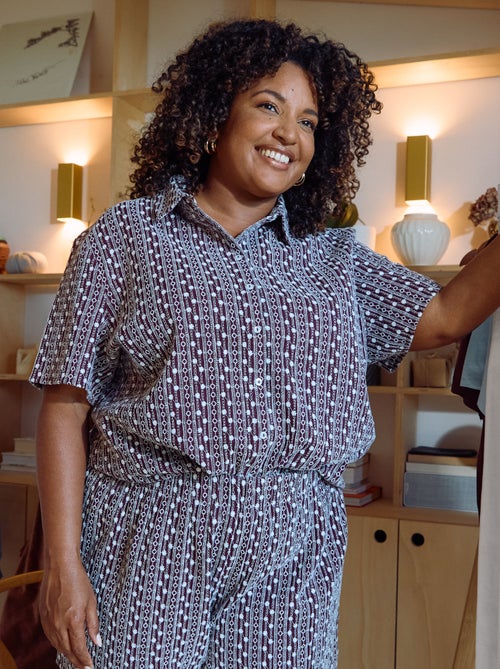 Camisa de mangas curtas com estampado bordado - Kiabi