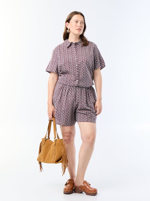 Camisa de mangas curtas com estampado bordado - Kiabi