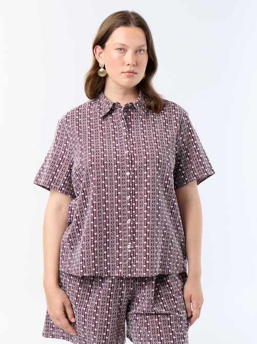 Camisa de mangas curtas com estampado bordado - Kiabi