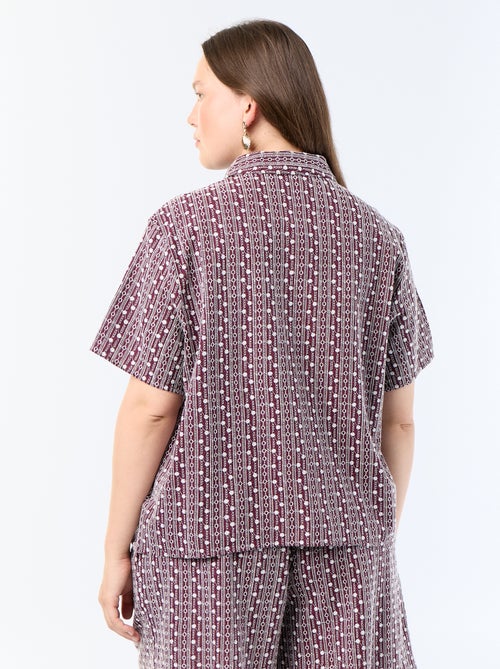 Camisa de mangas curtas com estampado bordado - Kiabi