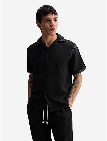 Camisa de mangas curtas texturada em algodão giesto