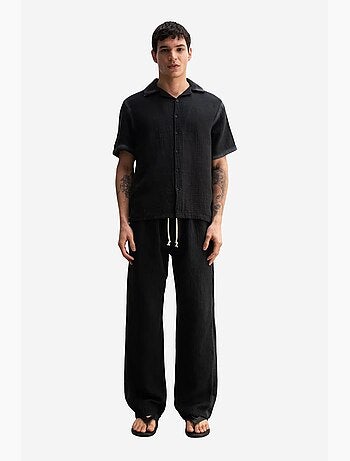 Camisa de mangas curtas texturada em algodão giesto
