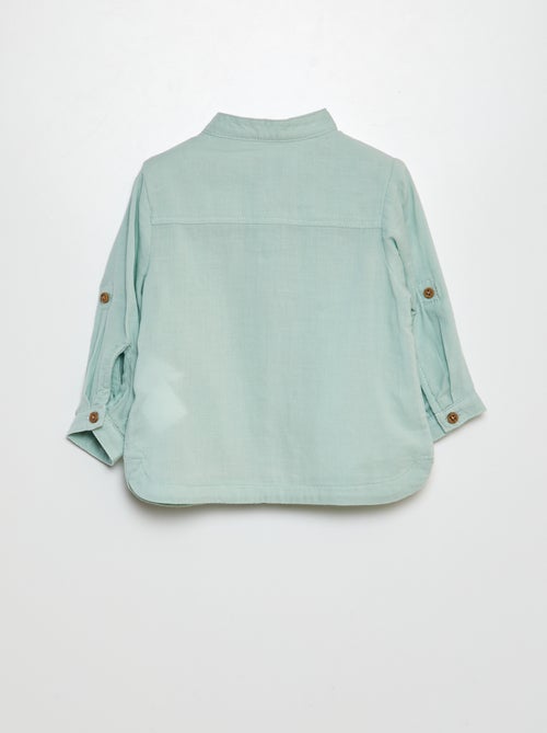 Camisa de material leve com gola mao - Kiabi