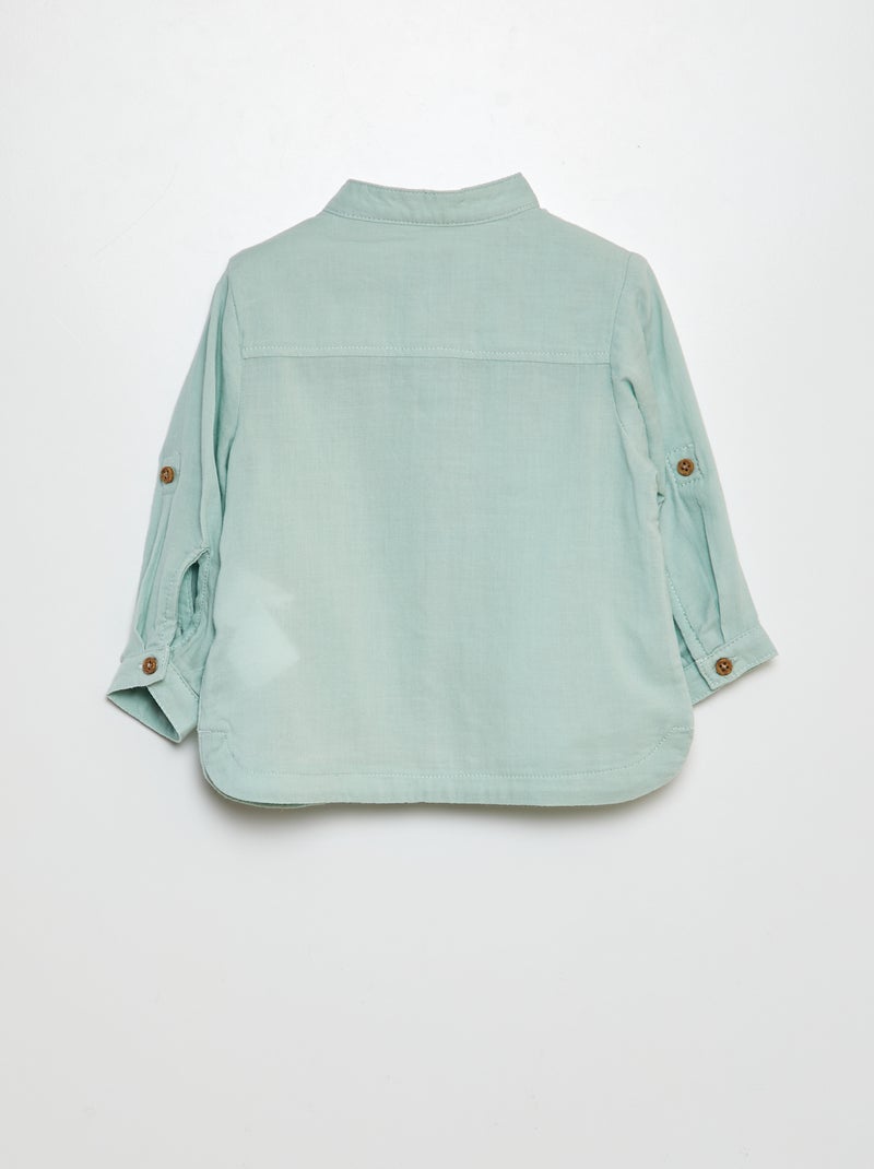 Camisa de material leve com gola mao Azul - Kiabi