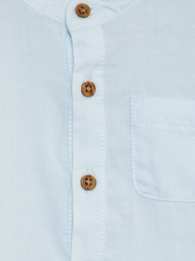 Camisa de material leve com gola mao AZUL - Kiabi