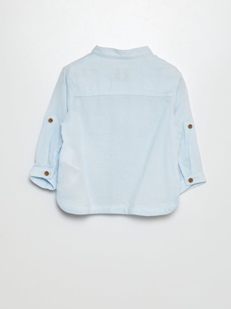 Camisa de material leve com gola mao AZUL - Kiabi