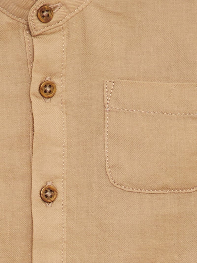 Camisa de material leve com gola mao BEGE - Kiabi