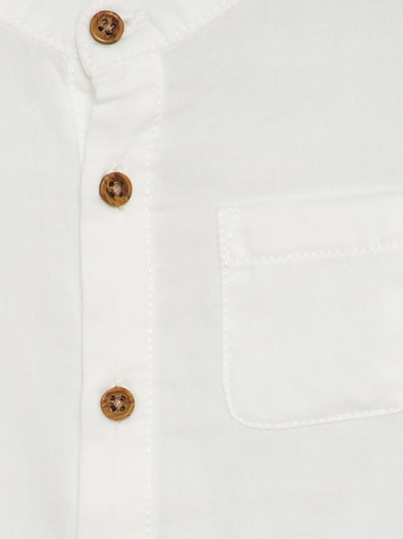 Camisa de material leve com gola mao Branco - Kiabi