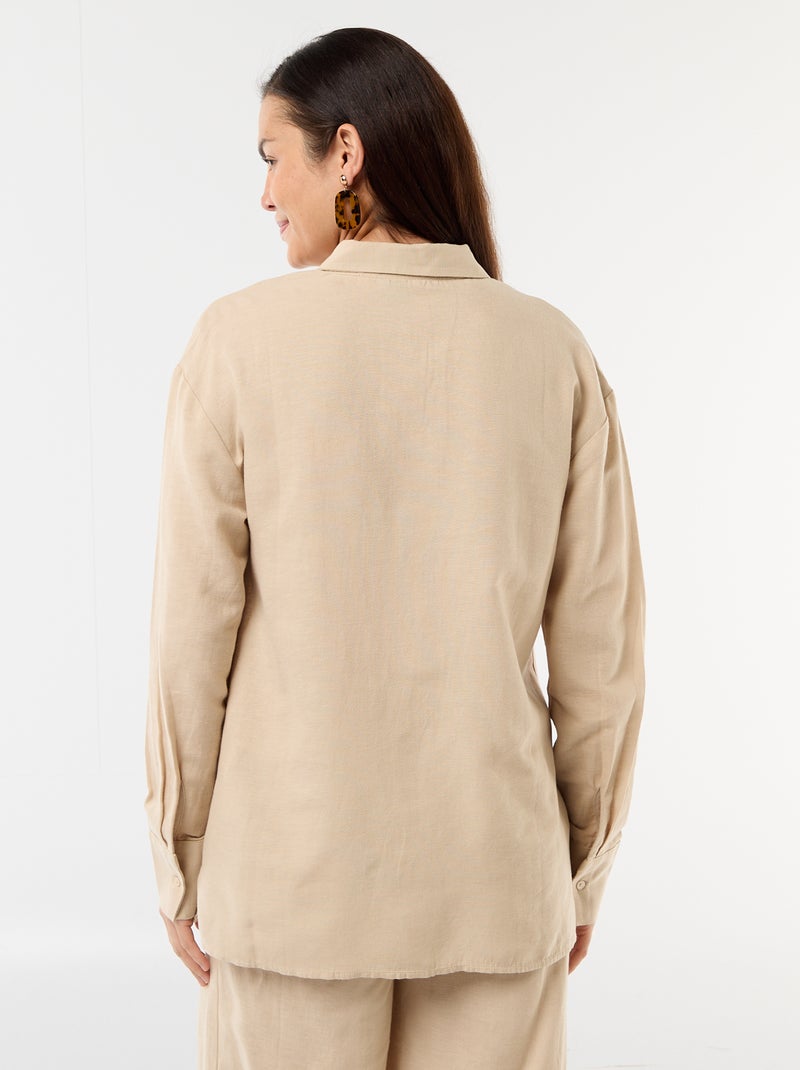 Camisa de maternidade em linho misto Bege - Kiabi
