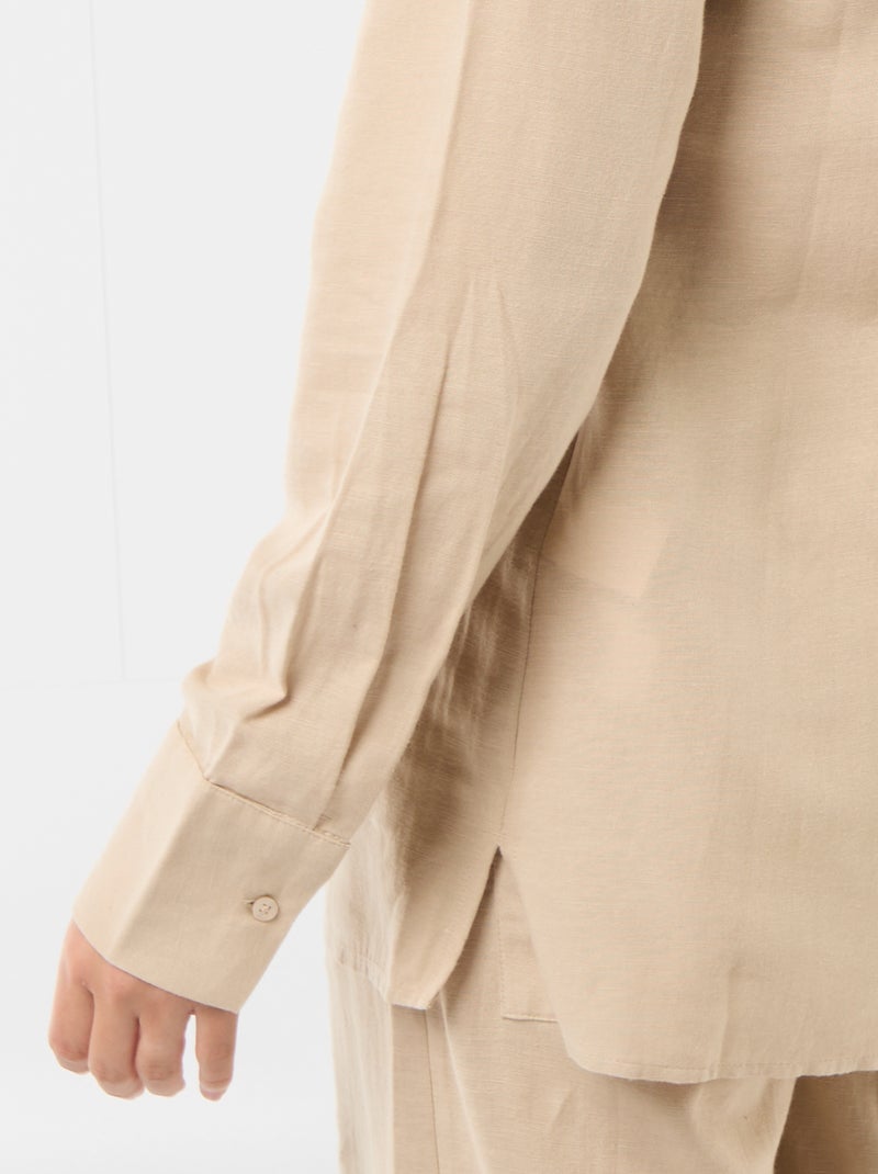 Camisa de maternidade em linho misto Bege - Kiabi