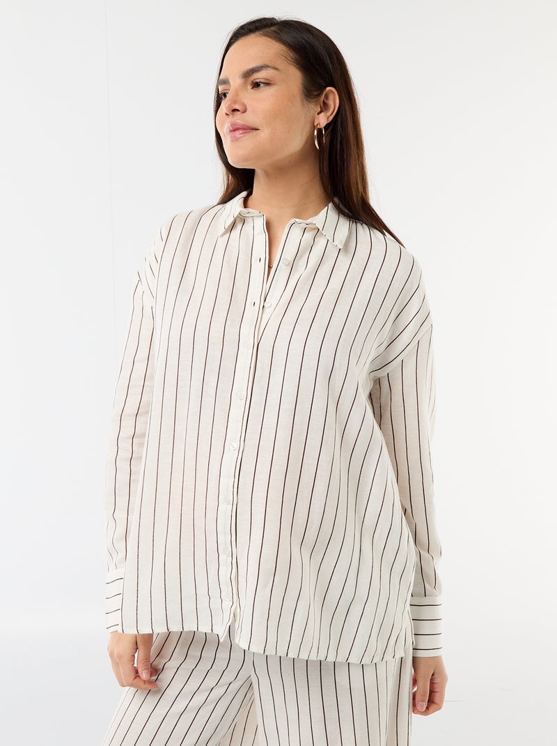 Camisa de maternidade em linho misto Branco - Kiabi
