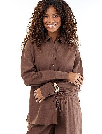 Camisa de maternidade em linho misto