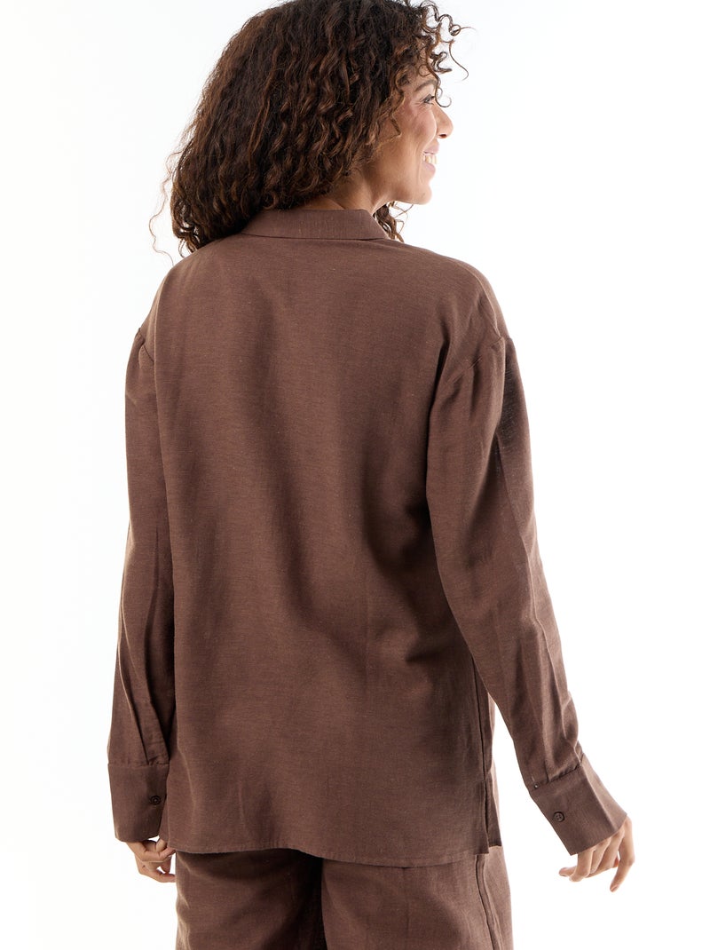 Camisa de maternidade em linho misto Castanho - Kiabi