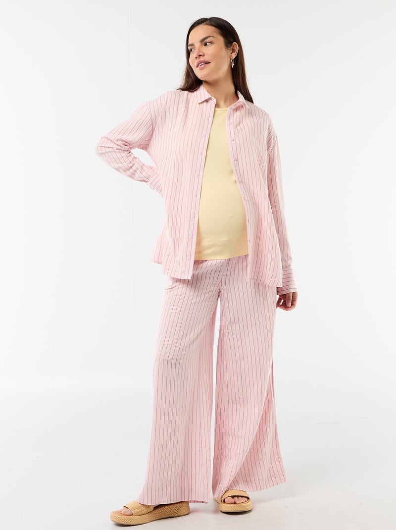 Camisa de maternidade em linho misto Rosa - Kiabi