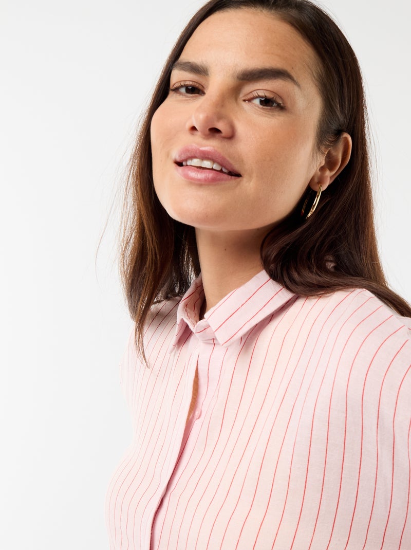 Camisa de maternidade em linho misto Rosa - Kiabi