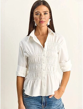 Camisa de mulher em popelina de mistura de algodão de corte regular lucci