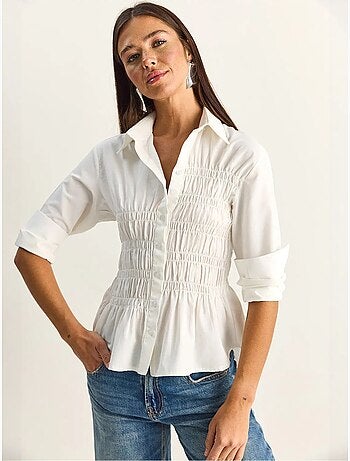 Camisa de mulher em popelina de mistura de algodão de corte regular lucci