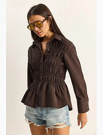 Camisa de mulher em popelina de mistura de algodão de corte regular lucci