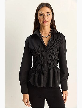 Camisa de mulher em popelina de mistura de algodão de corte regular lucci