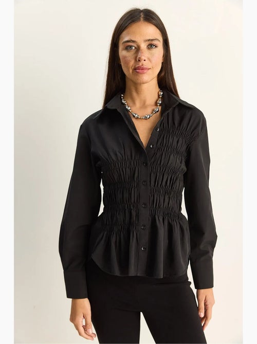 Camisa de mulher em popelina de mistura de algodão de corte regular lucci - Kiabi Camisa de mulher em popelina de mistura de algodão de corte regular lucci - Kiabi