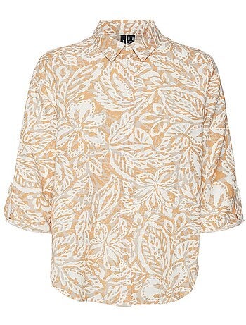 Camisa de Mulher Vero Moda Nethe Laranja/Branca