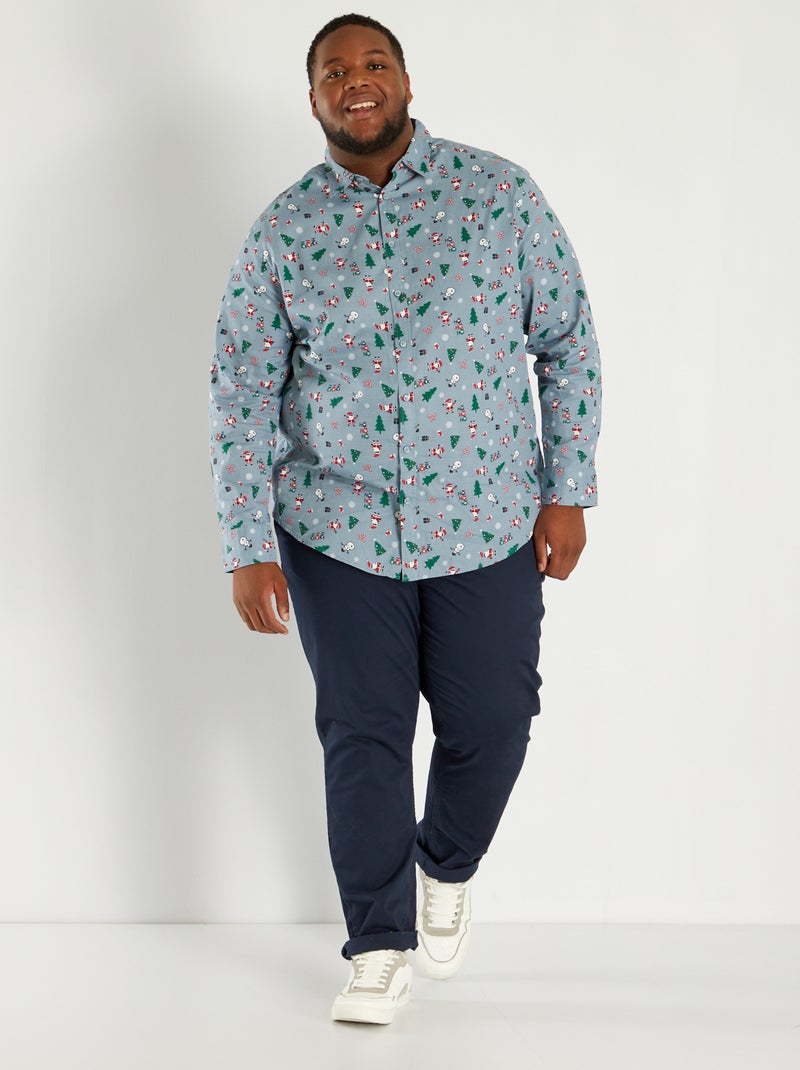Camisa de Natal com estampado AZUL - Kiabi