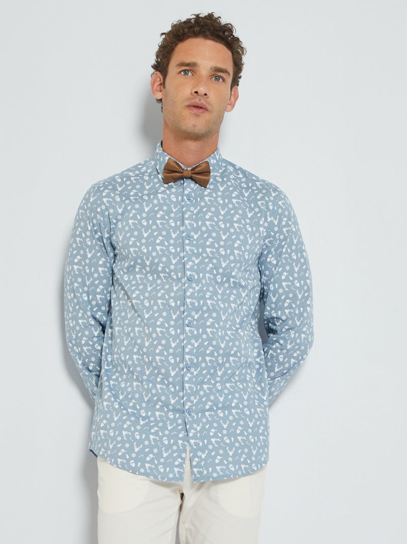 Camisa de Natal com estampado de fantasia AZUL - Kiabi