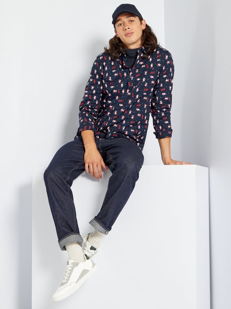 Camisa de Natal com estampado de fantasia AZUL - Kiabi
