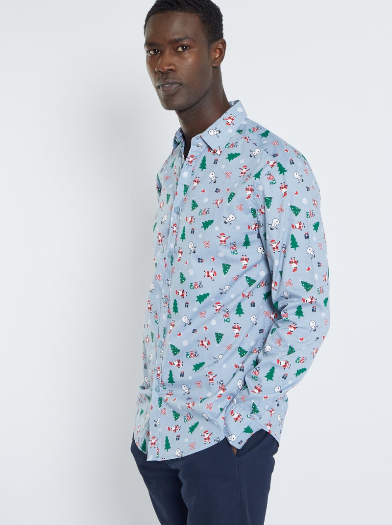 Camisa de Natal com estampado de fantasia AZUL - Kiabi