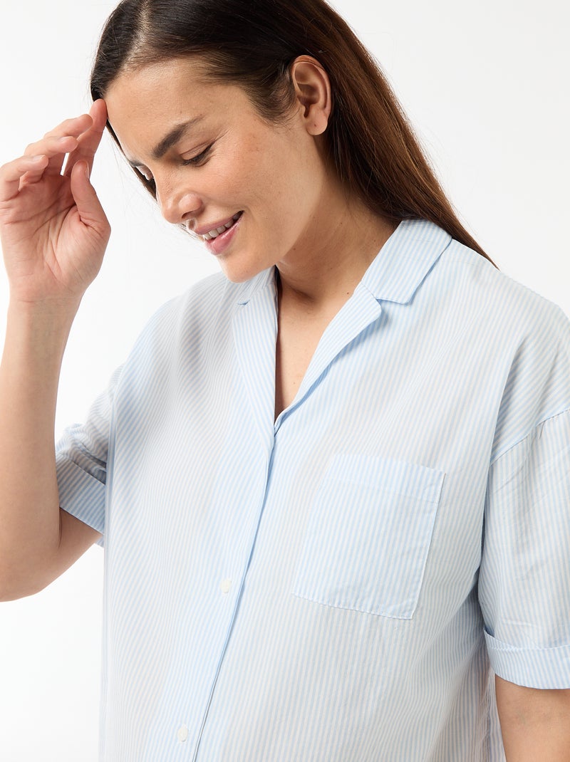 Camisa de noite de maternidade abotoada Azul - Kiabi