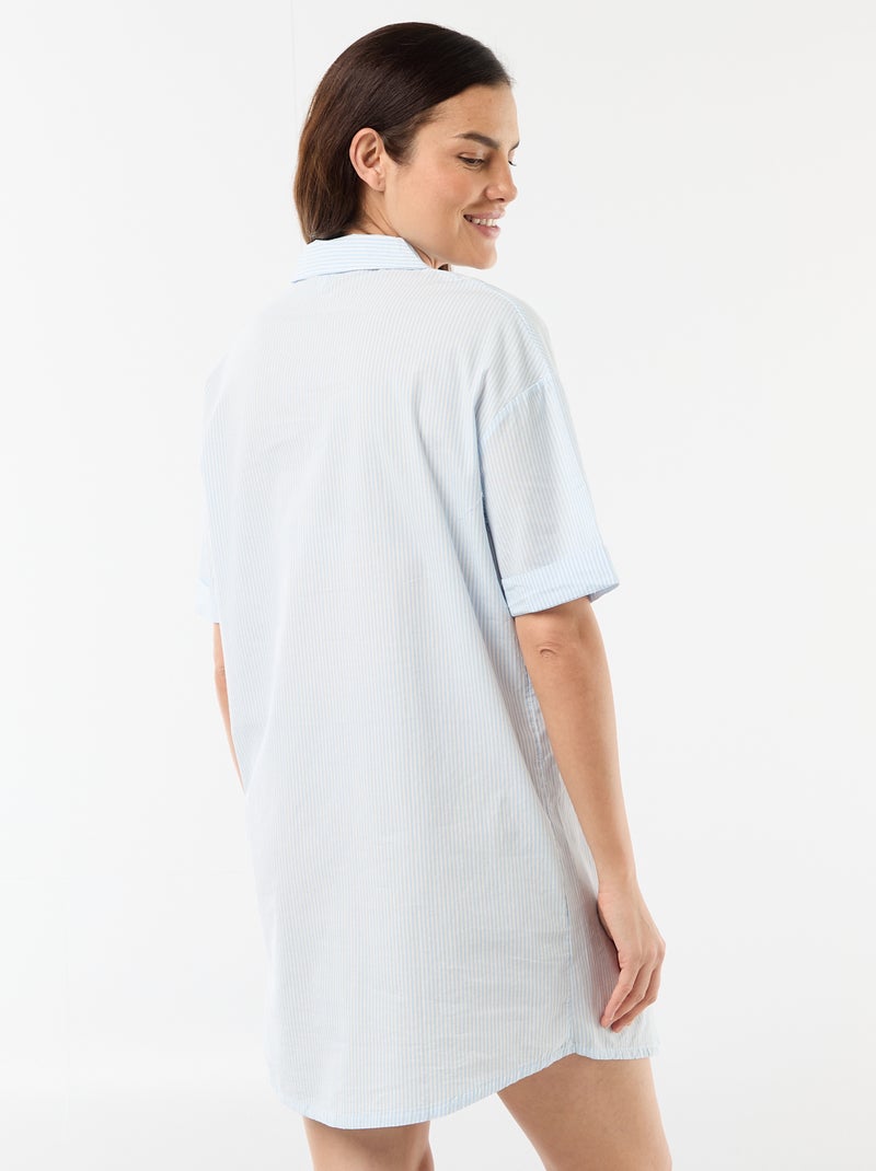 Camisa de noite de maternidade abotoada Azul - Kiabi
