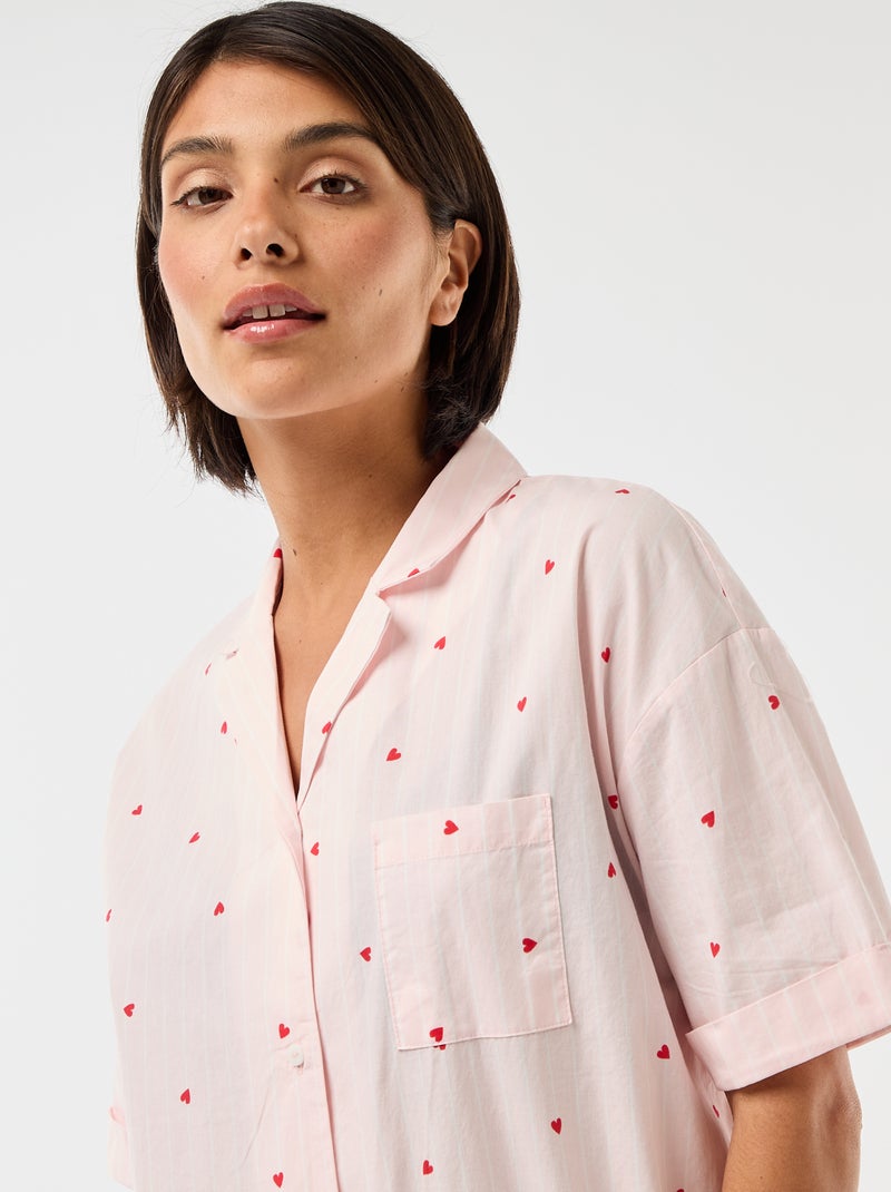 Camisa de noite de maternidade abotoada Rosa - Kiabi