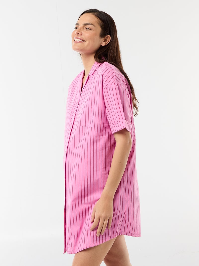 Camisa de noite de maternidade abotoada Rosa - Kiabi