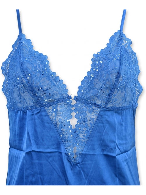 Camisa de noite e kimono mulher cetim efeito seda renda com lantejoulas ozabi - Kiabi Camisa de noite e kimono mulher cetim efeito seda renda com lantejoulas ozabi - Kiabi