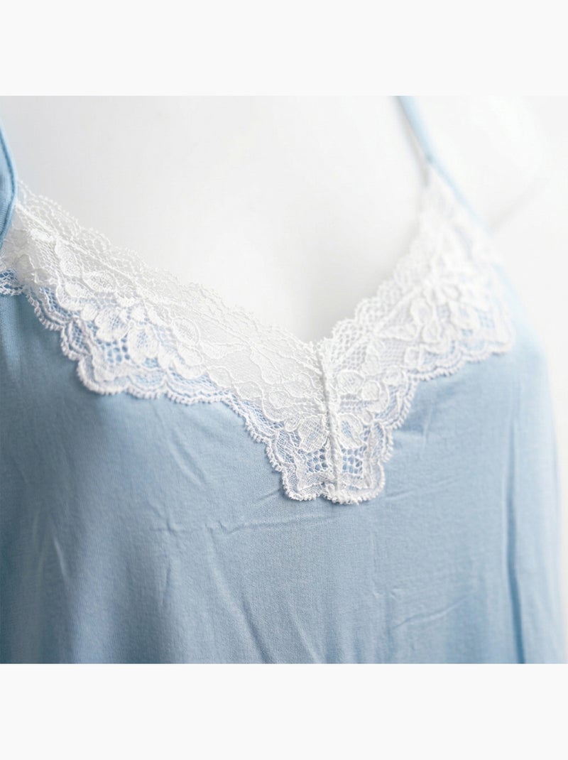 Camisa de noite e quimono mulher 2 peças viscose renda floral ozabi cinto Azul - Kiabi