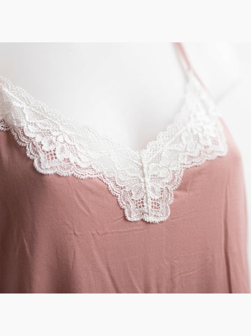 Camisa de noite e quimono mulher 2 peças viscose renda floral ozabi cinto Lilás-claro - Kiabi