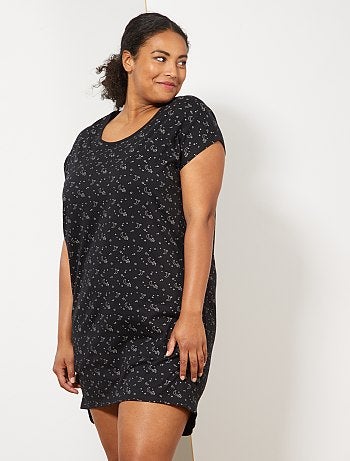 Lingerie tamanhos grandes - Camisa de noite em algodão - Kiabi