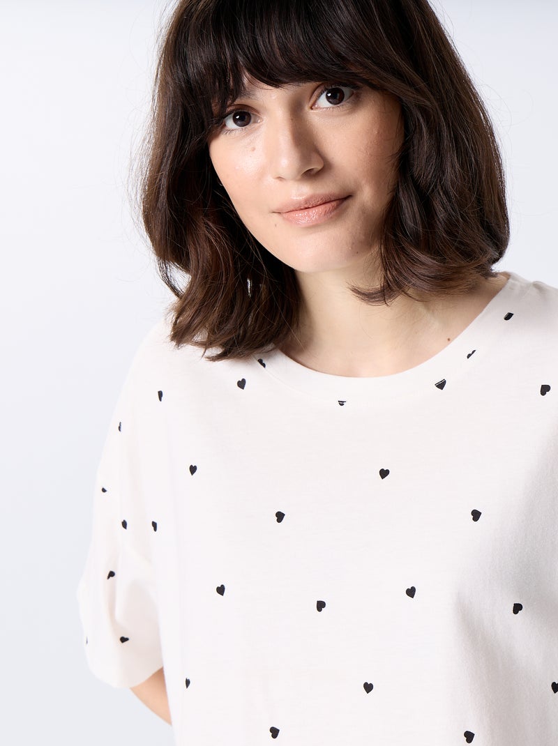 Camisa de noite em malha jersey Branco - Kiabi