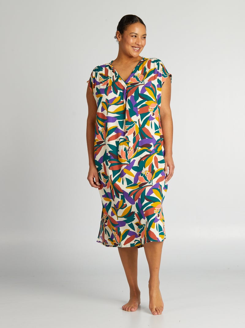 Camisa de noite fluida estampada BRANCO - Kiabi