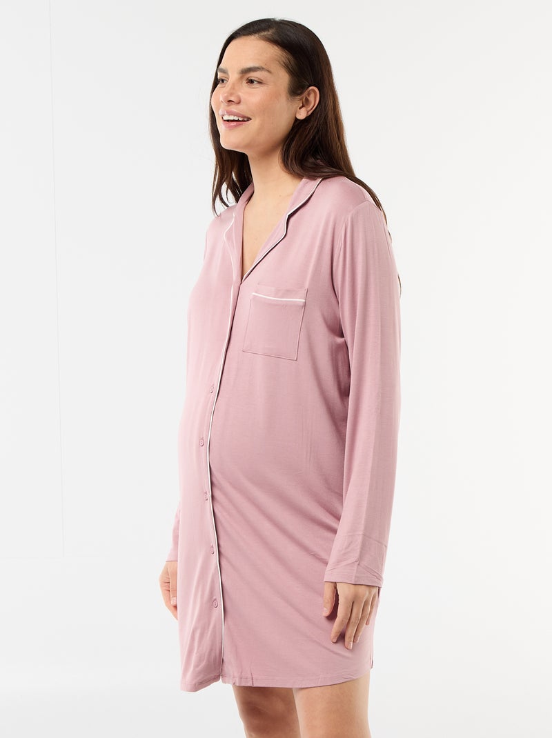 Camisa de noite lisa de maternidade Rosa - Kiabi
