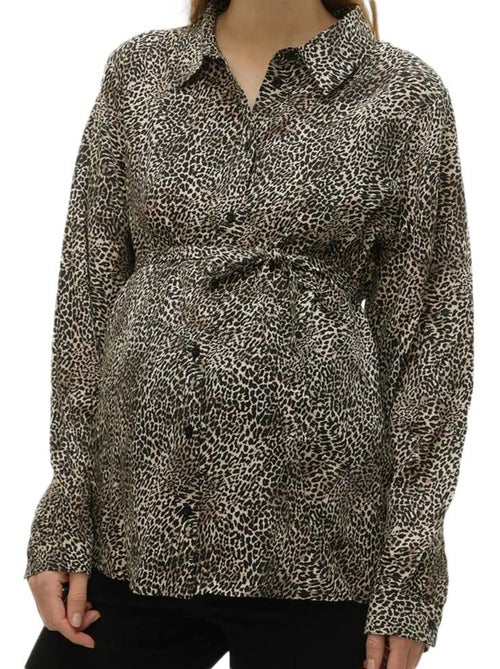 Camisa de Noite Mamalicious Cherry para Mulher Preta/Bege - Kiabi Camisa de Noite Mamalicious Cherry para Mulher Preta/Bege - Kiabi